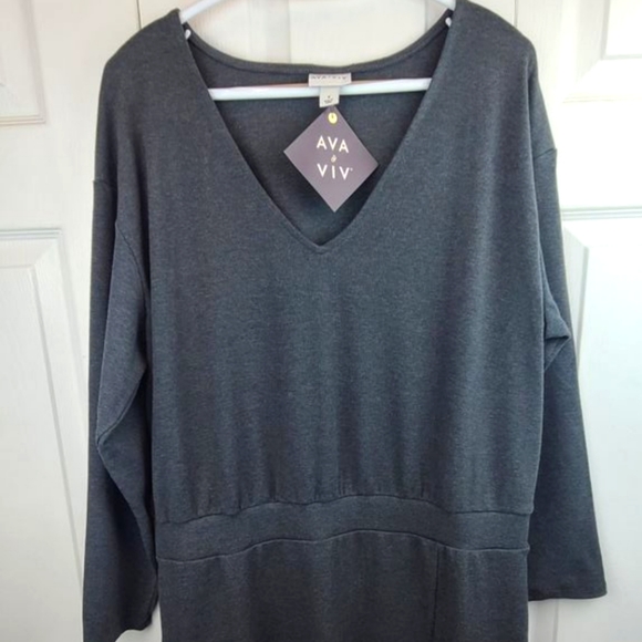 2/$30 ☆ NWT ☆ Ava & Viv Grey Knit Dress with Pencil Skirt - Picture 2 of 7